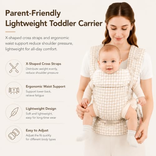 Image of Baby Carrier Newborn to Toddler,Cotton Infant Carrier,7-40lbs Baby Carrier