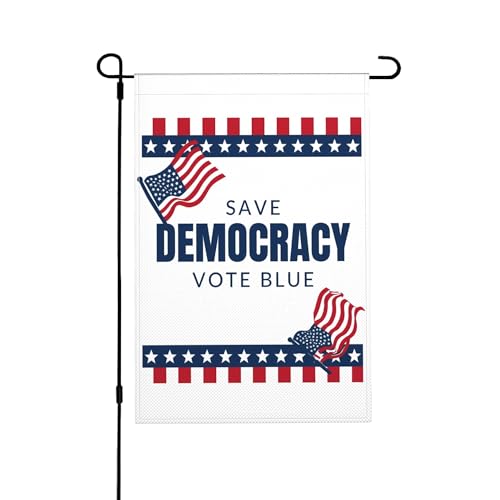 Save Democracy Vote Blue Flag 12x18 American Anti Fascist Garden Flags Double Sided Burlap Yard Signs