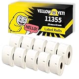 Yellow Yeti 10 Rollos 11355 S0722550 19 x 51mm Etiquetas compatibles para DYMO LabelWriter 4XL 450 400 330 320 310 Duo/Turbo/Twin Turbo Seiko SLP 450 430 420 410 400 200 100 | 500 Etiquetas/Rollo