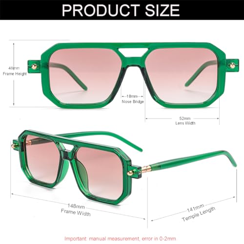 Image of Vintage Square 70s Aviator Sunglasses for Women Men Retro Classic Flat Aviator Frame Sun Glasses UV Protection