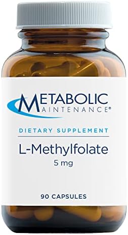 Metabolic Maintenance L-Methylfolate 5mg - Gluten Free & Dairy Free Folate Supplement - Supports Cognitive + Brain Health - L Methylfolate for Daily Use (90 Capsules)