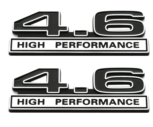 Image of 2pcs 4.6 Liter High Performance Engine Emblems Badge 3D Decals Stickers Cars Trucks (Chrome Black)