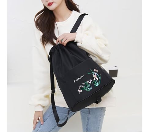 Image of SRZ School Bag College Bag Backpack for women Travel bag Polyester Trendy Stylish Backpack Drawstring Embroidery