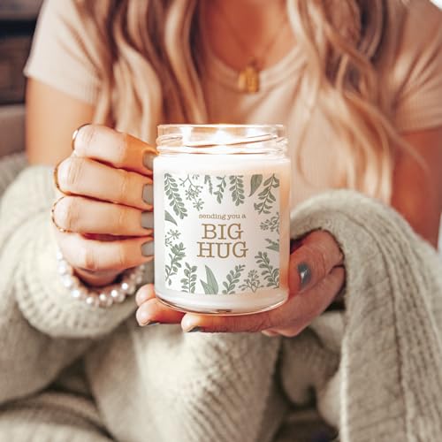 Image of ThreeKin Scented Candles for Home, Sending You a Big Hug, Relaxing Aromatherapy Gifts for Women with Lavender Essential Oils, Natural Soy Wax Blend, Long 65-Hour Burn, Gifts for Mom, Friends, 9 Oz