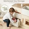 labebe Play Kitchen for Kids Indoor Pretend Play, Wood Toy Set with 2 Storage Boxes, Stove, Sink, Ice Maker, Pots and Pans, Kitchen Set for Cooking Play