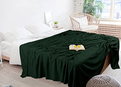 Image of Utopia Bedding Forest Green 100% Cotton Blanket [Queen Size - 90x90 Inch] 350GSM Lightweight, Soft and Breathable Thermal Blanket for All Seasons (Pack of 8)