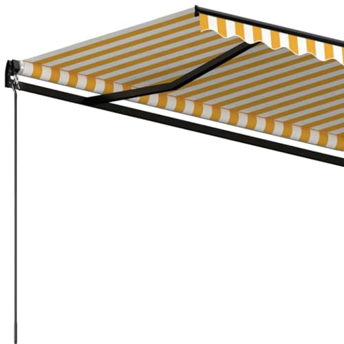 Auvent rétractable de terrasse en alu avec toile rayée haut de gamme - 6