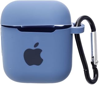 Silicone Shock Proof Wireless Earbud Case with Carabiner, Easy to Disassemble, Scratch-Resistant, Full Protective Compatible with Airpods 1 - Navy