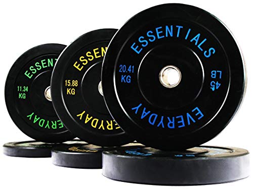 BalanceFrom Everyday Essentials Color Coded Olympic Bumper Plate Weight Plate with Steel Hub, 210 lbs Set