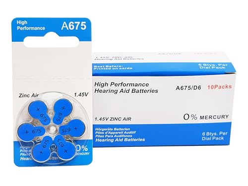 Custom Premium Hearing Aid Batteries Size 675 Zinc Air Mercury-Free 1.45V (300 Batteries)