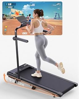 Superun 6% Manual Incline Foldable Treadmills for Home use, Oversize Treadmills for Heavy People Safer Running Area, Smart Indoor Runing Machine with App Control/Training Course/Data Logging