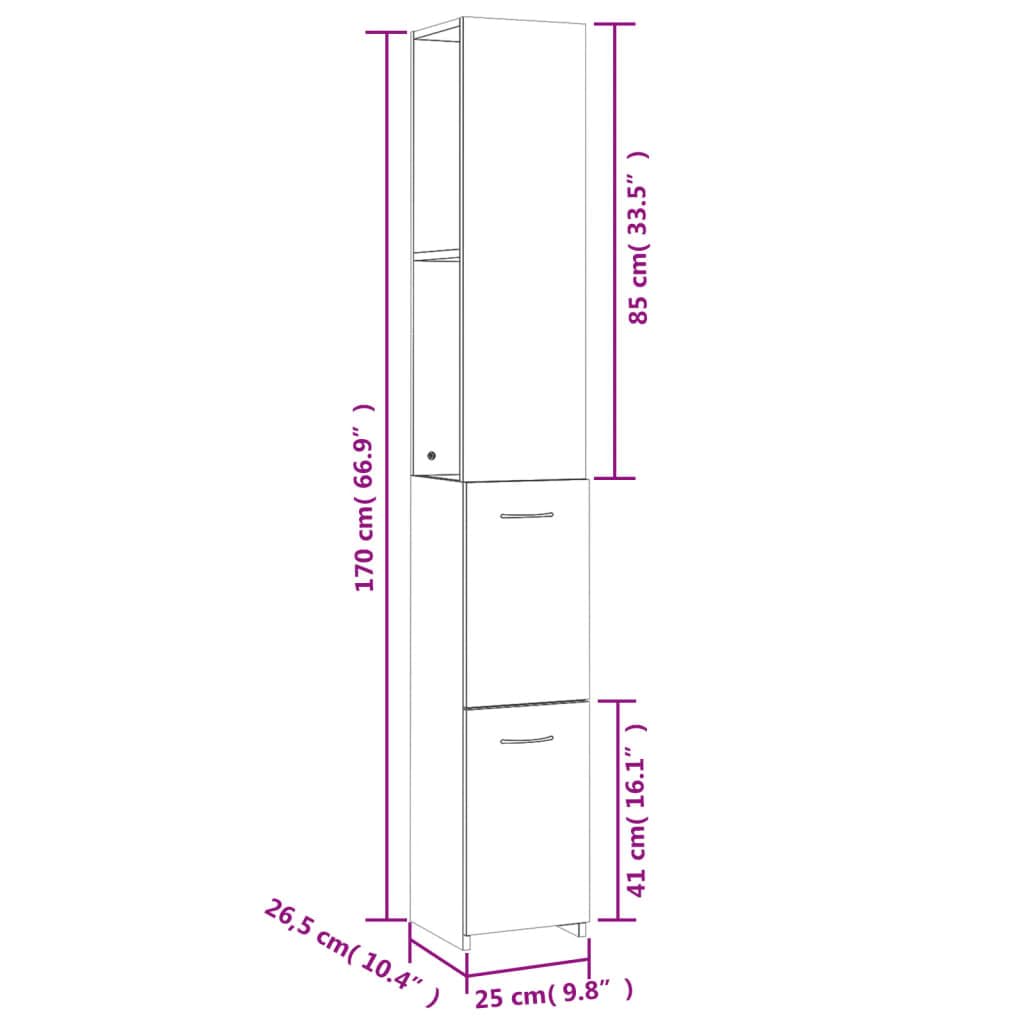 vidaXL Armoire Salle de Bain chêne Sonoma 25x26,5x170 cm