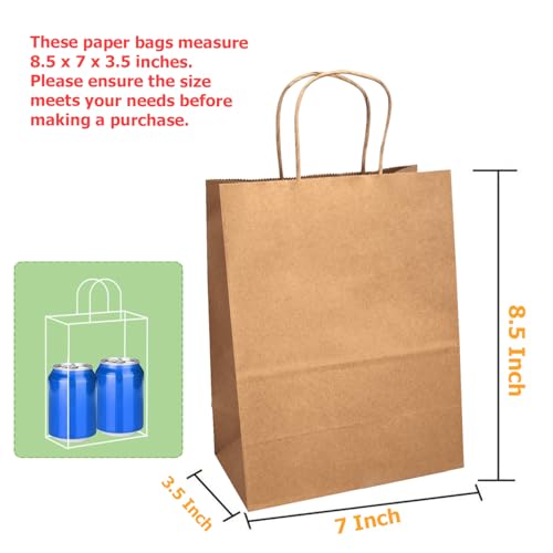 Image of Aakriti Craft Paper Bags, Rakhi Gift Bags with Handles, Small Craft Shopping Bags in Bulk for Boutiques, Small Business, Retail Stores, Gifts & Merchandise (BROWN-25PCS, Mini: 8.5 inch x 7 inch x 3.5 Inches)