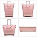 Expandable Foldable Travel Bag with Detachable Wheels & Telescopic Handle, Large Waterproof Rolling Duffel Tote for Women and Men (Pink)