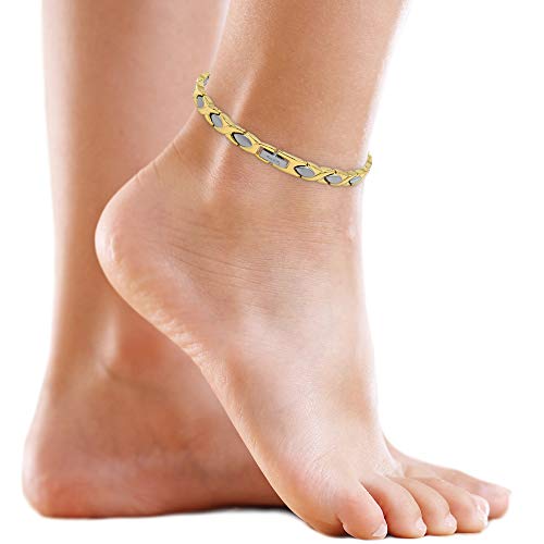 Image of MagnetRX Titanium Magnetic Bracelet - Ultra Strength Magnets Anklet for Women (Silver & Gold)