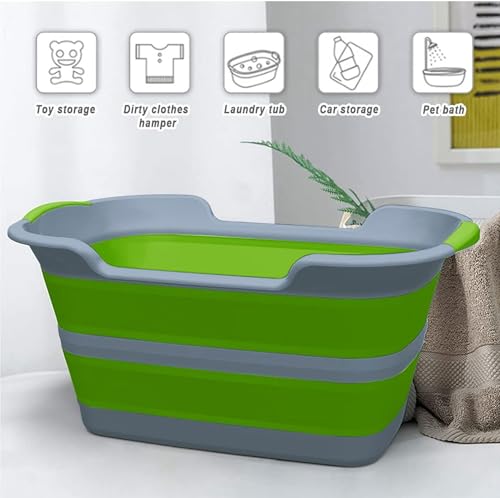 image for ddLUCK Multi-Functional Collapsible Pet Bathtub with Drainage Hole, Po