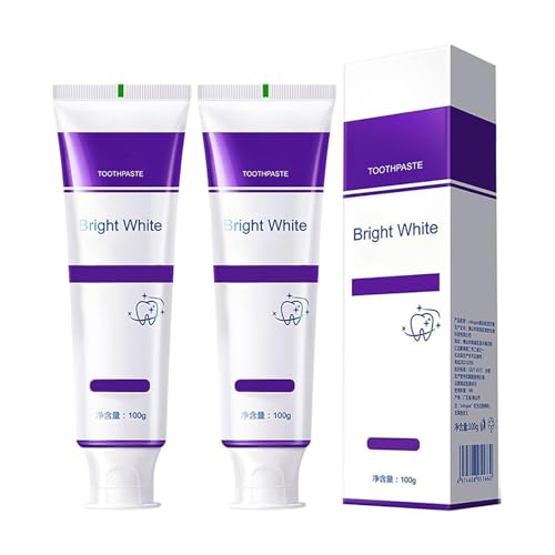 Pasta de dientes de blanqueamiento púrpura, pasta de dientes púrpura para blanqueamiento de dientes, corrector de color para el iluminación de los dientes, fórmula suave, extracción (2pcs)
