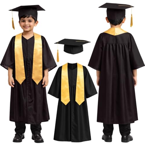 Image of Sarvda Graduation Gown for kids with Cap and Sash, Convocation Dress for Boys and GirlsSchool Ceremony, Fancy Dress
