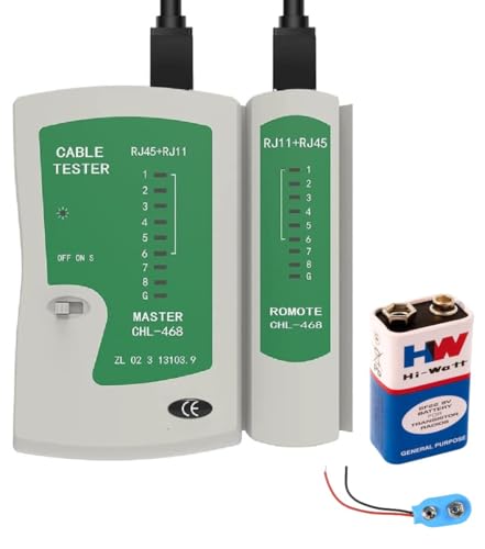 Image of Lan Tester, RJ45 And RJ11 Network Cable Tester With 9V Battery, LED Indicators RJ12 CAT5 CAT 6 UTP Ethernet Lan Cable Tester Test Tool For Internet Broadband Connection Test, Battery
