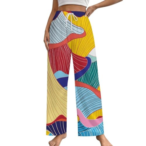 Pantalon de nuit femme imprimé cercle coloré pour soirées cocooning