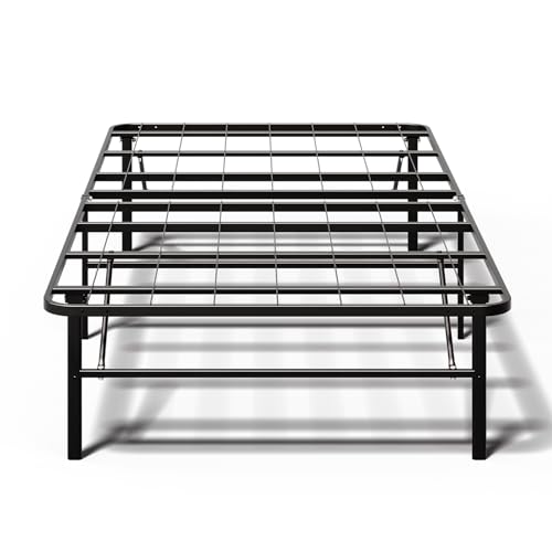 MAKE CHANGES 14" Foldable Metal Bed Frame, Twin, Steel Slats