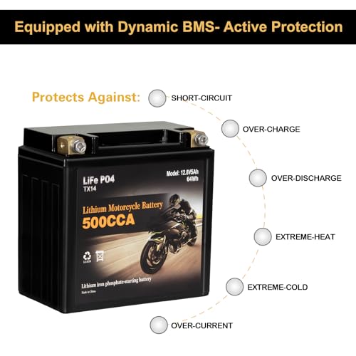 Image of Autocessking YTX14-BS Lithium Motorcycle Battery, Group 14