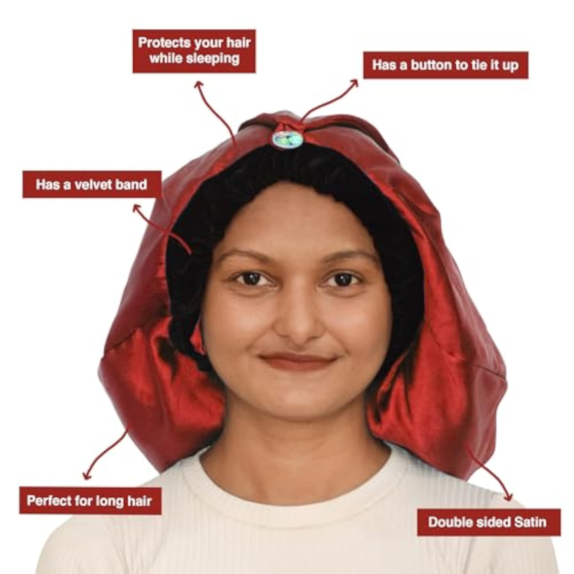 Satin Hair Bonnet for Women, Adjustable Sleeping Cap