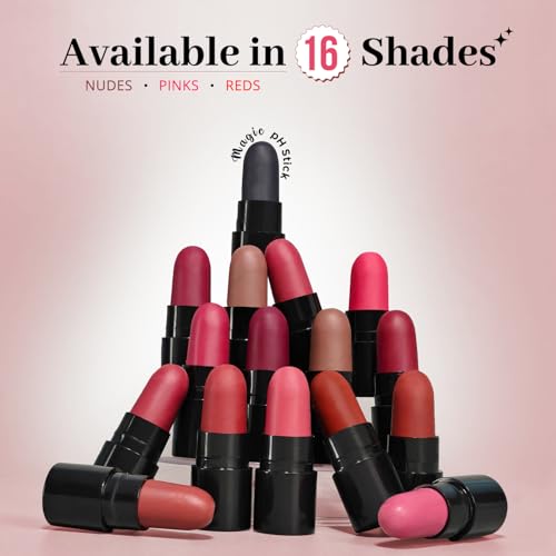 Image of ENN Beauty Mini Velvet Lipstick Set (16 Shades) + pH Magic Stick - Long-Lasting, Ghee & Natural Oil Infused, Velvet Finish, Waterproof & Travel-Friendly Lipstick Combo for Women | 16 Different Shades
