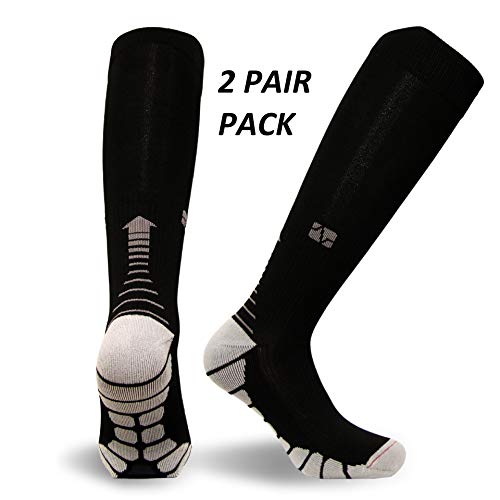 Vitalsox Silver Drystat Graduated Compression Socks (2 Pack), Medium, Black/Black