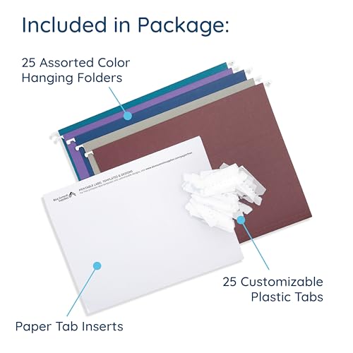 Pastas de arquivo suspensas de 25 Blue Summit Supplies tamanho carta - pastas de arquivo suspensas,