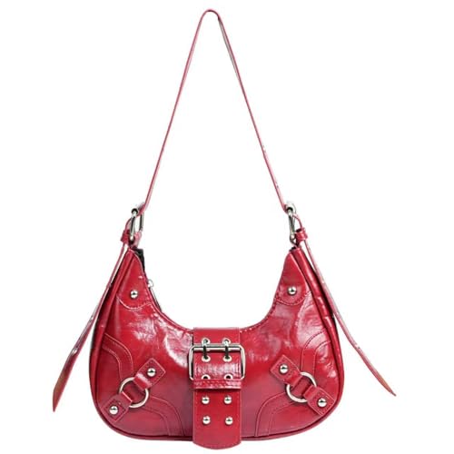 Image of Women's Y2K Purse Shoulder Bag Top Handle Handbag Small Punk Hobo Clutch Purses Bags Trendy Trendy Leather Buckle Punk Purses
