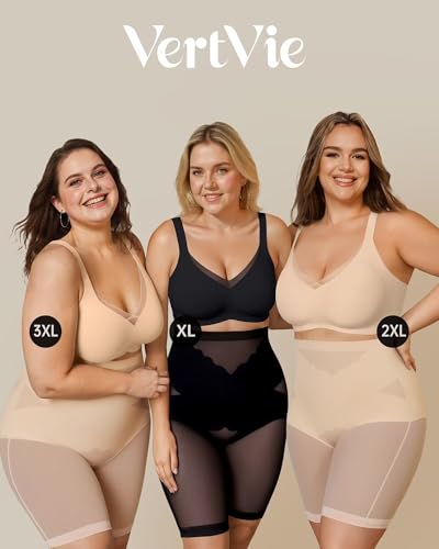 Image of Vertvie Shapewear for Women Tummy Control High Waisted Shapewear Shorts Targeted Compression Body Shaper Bathroom Friendly