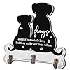 Farmhouse Dog – Themed Wall Hooks – Decorative Leash & Key Holder with Bone Shape and Paw Prints – 3 Sturdy Hooks for Pet Lovers’ Entryway Decor (Black,9.25×8.94inch)
