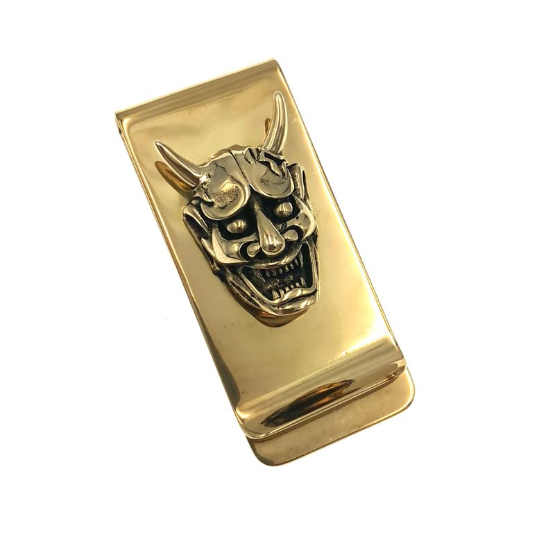 Brass Skull Pendant Slim Cash Money Clip Wallet Credit Card Holder Handwork Mens Accessories Cosplay Gift3