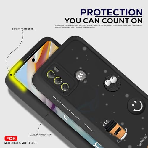 Image of AESTMO Back Case Cover for Moto G60 / G40 Fusion Cover | Cute Fun Cartoon 3D Ball | Coffee Silicone Case | Full Body Protection | Camera Protection Back Cover for Moto G60 / G40 Fusion (Black)