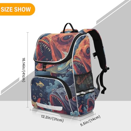 Mochila infantil pez azul oscuro bolso escolar portátil viaje 3