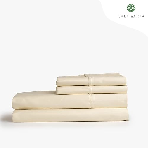 Miniatura 5 de Juego de sábanas de algodón de 4 piezas, 100% algodón con bolsillos profundos de 16 pulgadas, sábanas de tejido de satén de fácil ajuste, extra