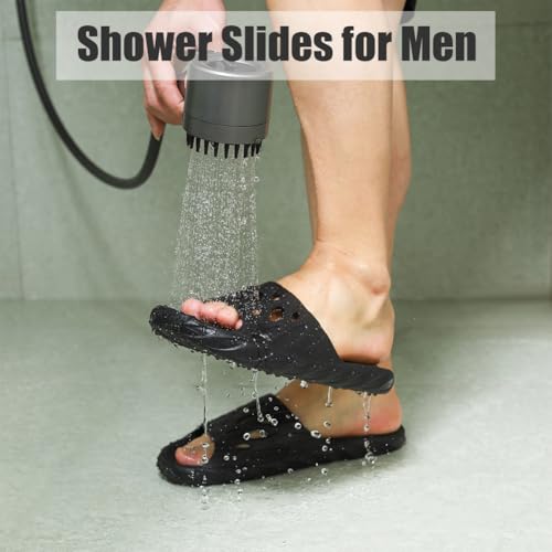 Mens Shower Shoes | Bath Slippers with Holes | Quick Dry Non Slip Indoor Home Bedroom Pool Spa College Dorm Guest4