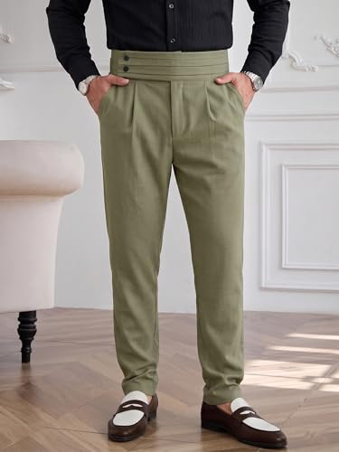 Image of TOPLOT Men's Cotton Casual Trouser | Elegant Pleated Front with Dual-Button Waistband | Comfortable Stretch Elasticity for Easy Movement | Tapered Ankle Finish | Casual & Office Wear (5277)