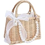 [Diggly] 浴衣バッグ かごバッグ 大きめレディース 可愛らしいデザイン 大容量収納 軽量かご素材 多用途デザイン 丈夫で長持ち (ベージュ,23*13*15.5cm) [並行輸入品]