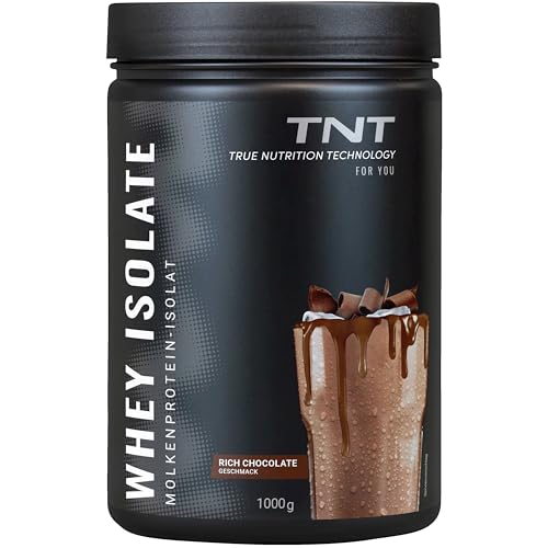 TNT Whey Protein Isolate (1kg) • Eiweiß Pulver für High Protein Shake • Molkenprotein-Isolat • Tolle Löslichkeit & leckerer Geschmack (Rich Chocolate)