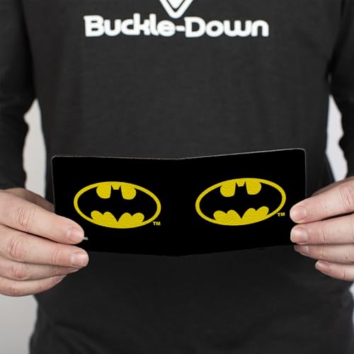Image of DC Comics Wallet, Bifold, Batman Black Yellow, Vegan Leather, 4.0 inch x 3.5 inch