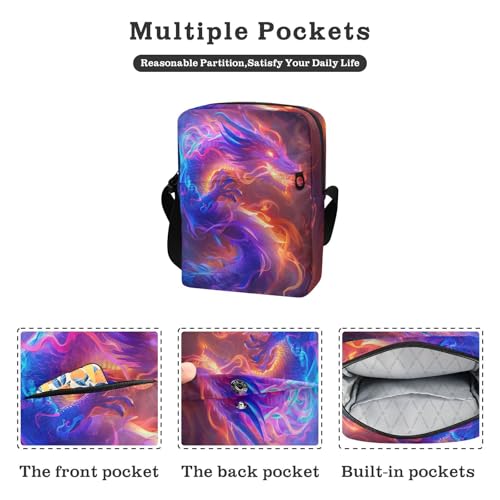 Crossbody Bag Neon Glowing Dragon Messenger Bag for Women Men Purse Shoulder Bag Satchel Bag with Adjustable Strap 202b59422