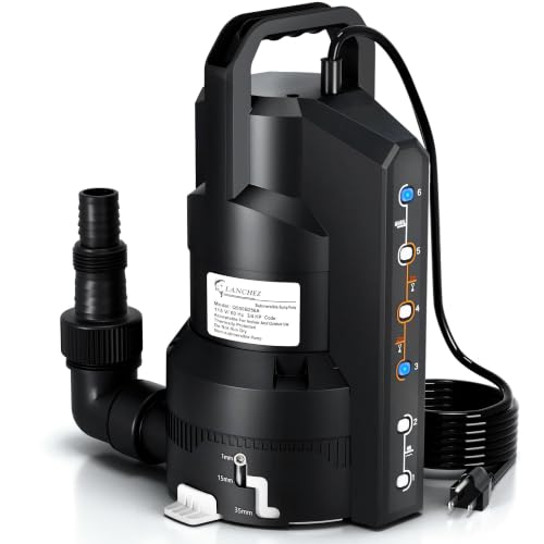 Image of LANCHEZ Sump Pump with 6 Modes, Clean /Dirty Submersible Water Pump, Automatic Thermoplastic Water Removal Transfer Pump with 16FT Cord for Pools Basement Garden Pond, Medium