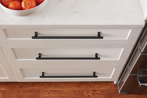 Image of Amerock Davenport 12-5 /8 inch (320mm) Center-to-Center Matte Black Cabinet Pull, BP36698MB