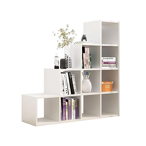 Image of Bniture 10 Tier Engineered Wood Open Book Shelf Wooden Bookshelf for Home & Study Room | Multipurpose Free Stand Book Case Storage Organizer for Living Room, Office & Home | Frosty White