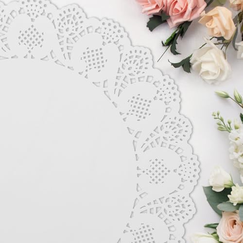 comfoyar 100 Pack Round White Placemats, 13.5 Inch Lace Paper Doilies Place Mats, Disposable Table Mats for Food Cakes Kitchen Dining Party Weddings, Tableware Decoration by comfoyar - Used condition - Image 2