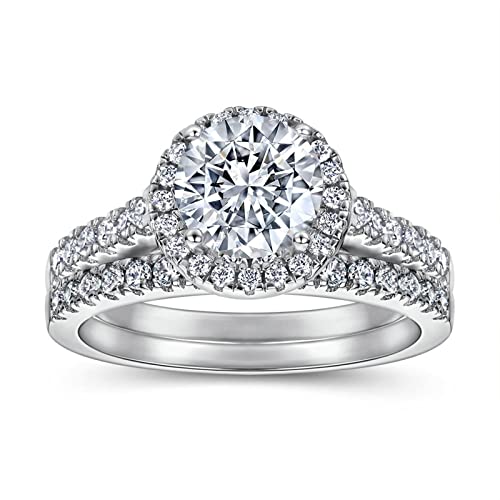 Duo de bagues femme en argent halo scintillant alliance mariage de luxe