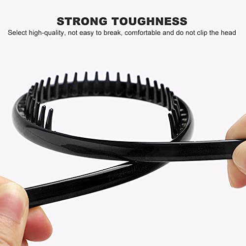 Foto von Roxnvm Haarband, Elastisches Haarreifen Männer, 4 Packungen Zickzack Haarreif, Matt Rutschfest Schwarz Haarreifen, Sportmode Haarband Zubehör für Outdoor Sports Yoga