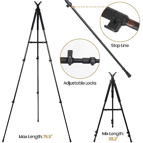 Leader Accessories Lightweight Aluminum Alloy Shooting Stick Tripod Height Adjustable 20.08'' to 65.35" - Thumbnail 2